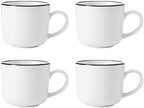 Mikasa Limestone Porcelain Mug Set, 4X Porcelain Mugs with Black Rim for Tea and Coffee, 360ml| Gift Boxed & Dishwasher Safe by Mikasa