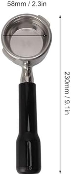 58mm Portafilter Bottomless, Stainless Steel 2 Ear Comfortable Grip Coffee Machine Accessory Compatible with GAGGIA BABY CLASSIC EVOL UTION ESPRESSO DELUXE NEW BABY TEBE (Black) - Image 6