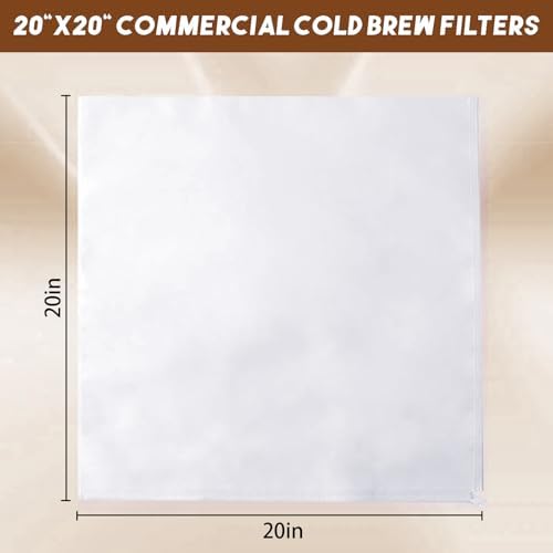 50 Pcs Commercial Cold Brew Coffee Filters for 5 Gallon Buckets & Commercial Cold Brew Coffee Makers, 20" x 20" Disposable Coffee Filters with Drawstring, Brew Up to 5 LBS Coffee, No Tear No Sediment - Image 5