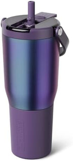 BrüMate Resa Flip 35oz Travel Tumbler with Covered Flip Down Straw | 100% Leakproof Water Bottle | Made of Insulated Stainless Steel | Cup Holder Friendly Silicone Base | 35oz (Dark Aura) by Br%C3%BCMate