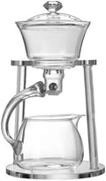 Lazy Kungfu Glass Tea Set Semi Automatic Drip Rotating with Infuser Glass Magnetic Teapot Set (Clear) by ZPGXLRZ
