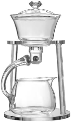 Lazy Kungfu Glass Tea Set Semi Automatic Drip Rotating with Infuser Glass Magnetic Teapot Set (Clear) by ZPGXLRZ