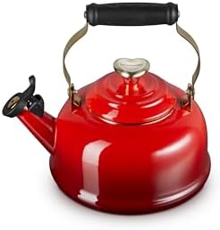Le Creuset Enamel on Steel Whistling Tea Kettle, 1.7 Qt., Cerise/Heart Knob by Unknown