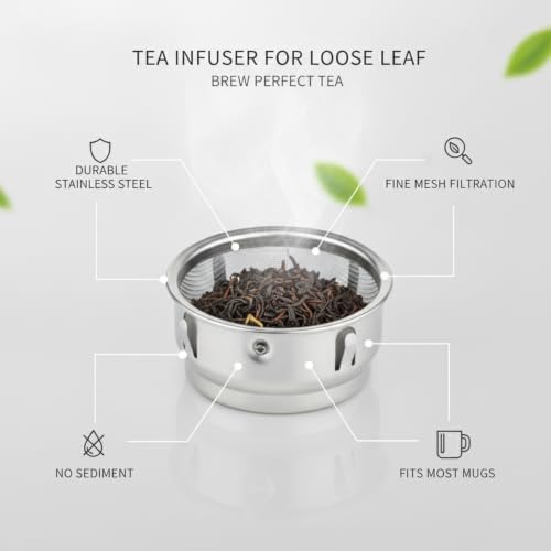 Stainless Steel Tea Infuser for Loose Leaf - Fine Mesh Strainer Fits Mugs & Cups (1.5-1.77 Inch Diameter) - Image 5
