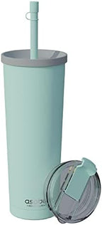 asobu Ocean Stainless Steel Tumbler with Flexible Straw Lid | Insulated Water Bottle for Ice Coffee, Cold Brew | Flip Open Lid for Hot Tea and Coffee | Reusable Travel Cup 27 Ounce (Mint) by Asobu