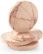 Natural Marble Coaster Set of 4.Round Drinks Coasters,Non-Ceramic/Non-Resin by STAVORAE