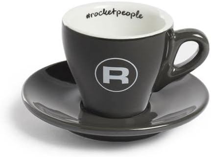 Rocket Espresso Coffee Cup & Saucer | Porcelain | Set of 2 | (Grey, 2.5oz) by RocketEspressoMilano