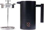 Stone & Clay Modern French Press - Black Stainless Steel Coffee Press - Double Walled Insulated Carafe with 1L/34oz Measurement - Cool Touch Handle, Beveled Lid, and Grooved Spout - 8 Cup Maker - Image 2
