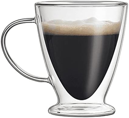 Double Wall Glass Coffee Cup, Insulated Tea, Café, Milk Mug (2-piece pack) (300ml, Espresso) by ACEVER--LivewithSmile