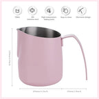 Milk Frothing Pitcher Milk Frothing Pitcher - Pink Espresso Steaming 25oz/750ML, Stainless Steel Coffee Cup - Image 2