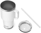 YETI Rambler 35 oz Tumbler with Handle and Straw Lid, Travel Mug Water Tumbler, Vacuum Insulated Cup with Handle, Stainless Steel, White - Image 4