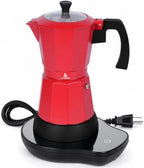 LAOION 6 or 3 Cup Electric Moka Pot, Cafeteras Electricas Modernas-Red by LAOION