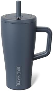 BrüMate Era 20 oz Tumbler with Handle and Straw | 100% Leakproof Insulated Tumbler with Lid and Straw | Made of Stainless Steel | Cup Holder Friendly Base | 20oz (Nightfall Blue) by Br%C3%BCMate
