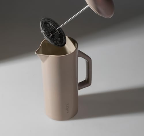 AIRES Ceramic French Press Coffee Maker – 34 oz Heat-Retaining Stoneware – Elegant Neutral Color – Inspired by Buenos Aires Coffee Culture – Gift-Ready with Barista Brewing Guide - Image 7