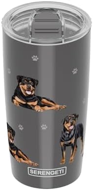 SERENGETI Rottweiler 20 Oz. Stainless Steel, Vacuum Insulated Tumbler with Spill Proof Lid - 3D Print - Insulated Travel mug for Hot or Cold Drinks (Rottweiler Tumbler) by ESPETS