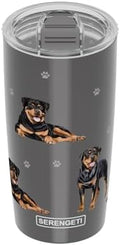 SERENGETI Rottweiler 20 Oz. Stainless Steel, Vacuum Insulated Tumbler with Spill Proof Lid - 3D Print - Insulated Travel mug for Hot or Cold Drinks (Rottweiler Tumbler) by ESPETS