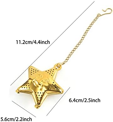 Tea Pot Star Stainless Steel Tea Ball with Chain Tea Artifact Heart-Shaped Tea Ball Household Tea with Tea Strainer for Scented Tea (Color : A) - Image 4