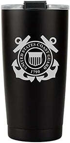 Military Gift Shop 20oz Coast Guard Tumbler, Double-Walled Insulated Steel USCG Coffee Mug with Lid | Coast Guard Gifts | Coast Guard 20oz Tumbler - Image 4