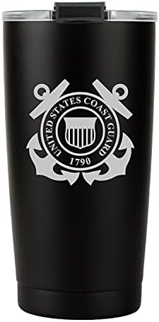 Military Gift Shop 20oz Coast Guard Tumbler, Double-Walled Insulated Steel USCG Coffee Mug with Lid | Coast Guard Gifts | Coast Guard 20oz Tumbler - Image 4