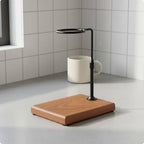 Coffee Stand Pour Over Station Dripper Holder Rack With Adjustable Height Aluminum Alloy Column And Wood Base Stable Anti Slip Pads suitable for home pantry, Black, Solid Wood - Image 6