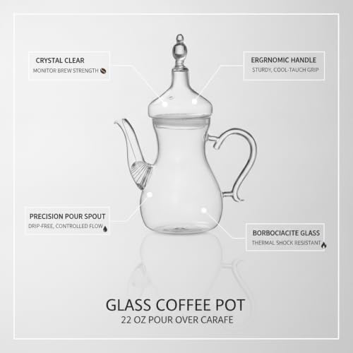 Versatile Borosilicate Glass Carafe, 22 oz Coffee Pot for Pour Over Brewing and Tea Serving with Handle - Image 4