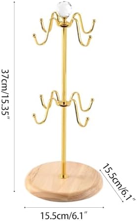 Mug Holder Tree, Non-Slip Iron Mug Stand with Wooden Base, 8 Coffee Cups Holder for Kitchen Countertop Organizer - Image 4