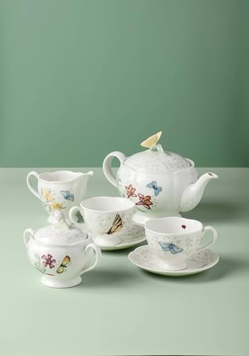 Lenox Butterfly Meadow Porcelain Teapot and Tea Cup Set, 9-Piece, 48oz - Image 3