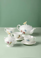 Lenox Butterfly Meadow Porcelain Teapot and Tea Cup Set, 9-Piece, 48oz - Image 3
