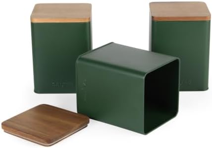 Salter Toronto 3-Piece Canister Set – FSC®-Certified Acacia Wooden Lids, Tea, Coffee, Sugar Storage Canisters, Powder-Coated Matt Finish, Easy Clean, Space Saving Jars, Long Lasting Freshness, Green - Image 7