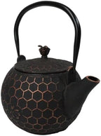 Ebros Gift Traditional Oriental Tetsubin Bronze Bees With Honeycomb Design Large 60oz Cast Iron Teapot With Enameled Interior And Strainer Asian Japanese Chinese Fusion Housewarming Tea Pot Accent - Image 4