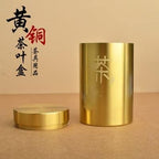 xiexuelian Brass leaf canister sealed tea storage device office desktop decoration tea carry-on storage portable travel Chinese style tea canister黄铜叶罐密封储茶器办公室桌面摆件茶随身仓便携旅行中国风茶叶罐 1Pcs(黄铜摆件-茶叶罐) - Image 2