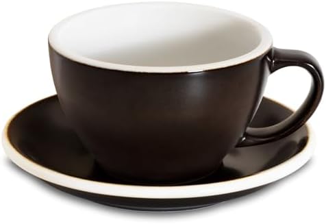 Loveramics Coffee Cup Ceramic, 10 oz Latte Art Cup with Saucer for Cappuccino, Tea, Espresso, Thick - walled stoneware Cappuccino mug Set for Cafe and Barista - Potters Colours (Gunpowder, 10OZ) by LoveramicsUSA
