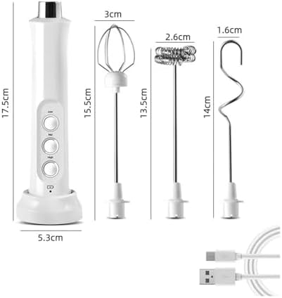Electric Milk Frother Frothing Machine Handheld Frother High Speed ​​Drink Blender Coffee Frothing Wand 3 in 1 Portable Rechargeable(Black) - Image 2