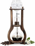 Nispira Iced Coffee Cold Brew Drip Tower Coffee Maker, 6–8 Cup Manual Cold Brew Brewer with Adjustable Valve, Wooden Frame & Glassware, Slow Cold Extraction System by Nispira