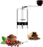 AGARO Elite Manual Coffee Grinder, Ceramic Grinder with Glass jar, 6 Adjustable Settings, Stainless Steel Body, Tooth Handle, No Power, Whole Bean, Drip Coffee, Espresso, Silver by AGARO