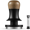 Espresso Tamper with Flat Base, 30 Lbs Calibrated Spring Constant Pressure, Sound Feedback, Self Adjusting Depth, 304 Stainless Steel Base, Walnut Wood Handle (53mm) by Unknown