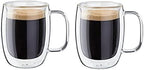 ZWILLING 39500-111 Double Wall Glass Espresso Tumbler, Set of 2, 4.9 fl oz (140 ml), Insulated, Cold and Heat Retention, Double-Wall Construction, Espresso, Demitas Mug, Cup, Microwave Safe by Zwilling