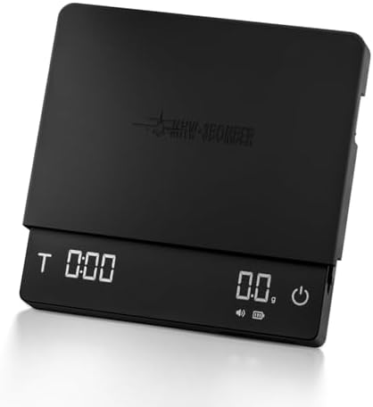 MHW-3BOMBER Extra-Large Coffee Scale with Timer, 5.9 * 5.9in, Digital Pour-Over Scale with Flow Rate, 2kg/0.1g Espresso Scale, 3-Brew Mode, Rechargeable Coffee Bean Weight Scale,Black,ES5663 by MHW-3BOMBER