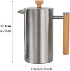 French Press Coffee Maker Double Wall Insulated French Coffee Press Stainless Steel With 3-level Disassemble Filters, Cold Brew Coffee Tea Pot, Easy To Clean(/Black,350ml) - Image 6