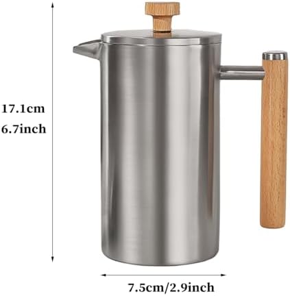French Press Coffee Maker Double Wall Insulated French Coffee Press Stainless Steel With 3-level Disassemble Filters, Cold Brew Coffee Tea Pot, Easy To Clean(/Black,350ml) - Image 6