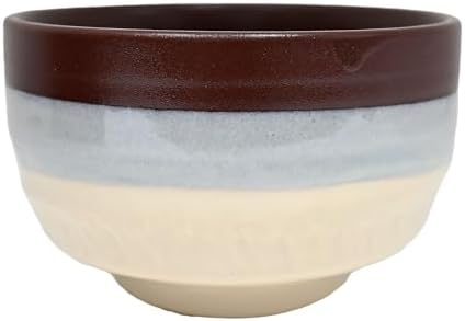 Urban Tokyo Authentic Minoware Porcelain Matcha Bowl Chawan 4.75" Diameter Handmade in Japan, Traditional Mino-Yaki Ceramic Tea Ceremony Bowl, Reactive Glaze Designs (Top Wine) by Urban+Tokyo