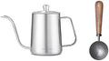 Easyworkz Gage Gooseneck Pour Over Coffee Kettle 12 oz, Silver, Bundled with Easyworkz Retro Stainless Steel Coffee Spoon With Black Walnut Handle,10g - Measuring Spoon (Gunmetal) by Easyworkz