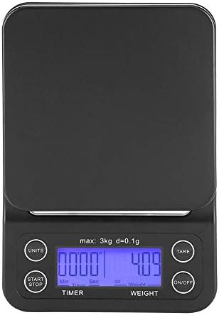 Fdit Digital Kitchen Food Scale with Timer, 3KG/0.1g, LCD Display, Bluish Violet Backlight, Anti-Slip Silicone Pad, Tare Function by Fdit