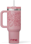 RTIC 40oz Road Trip Tumbler, Insulated, Ceramic Lined, Pink Peonies by RTIC