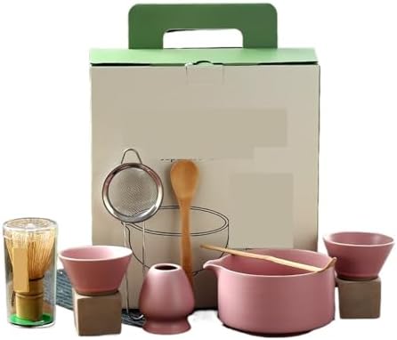 8PCS Matcha Set With Ceramic Bowl Whisk Teaspoon Tea Sets Tea-making Tools Accessories(Pink) by Unknown