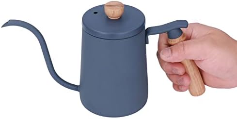 Coffee Kettle Coffee Pour Over Kettle 600ml Gooseneck Vent Hole Wooden Handle Food Grade Stainless Steel Ergonomic Gooseneck Kettle (Blue) - Image 4