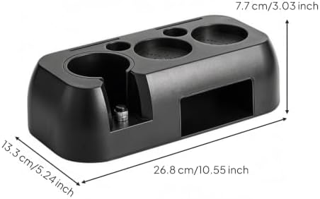 Coffee Station Espresso Tamper Holder Portafilter Organizer Stand With Drawer Silicone Mat Structure universal 51 to 58 mm handle fit suitable for home espresso cafe prep area, Black - Image 3