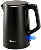 Small Electric Kettle 1000W Double Wall Stainless Steel 0.8L Water Boiler by Savorpro