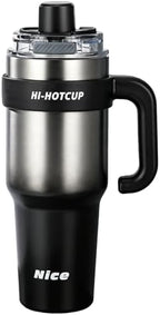 (Gradient Black-316stainless steel inner+ Handle+independent tea utensil+3 drinking mode)Hi-hotcup 40oz Insulated Tumbler with Handle, 316 Stainless Steel Vacuum Travel Mug for Car Office Gym Outdoor by Unknown