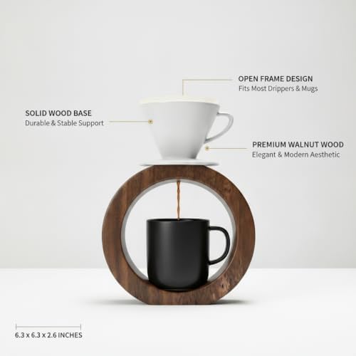 Wooden Coffee Dripper Stand for Pour Over Cone Filters, Solid Wood Base with Open Frame Design, 6.3 x 6.3 x 2.6 Inches (1 PC) - Image 4